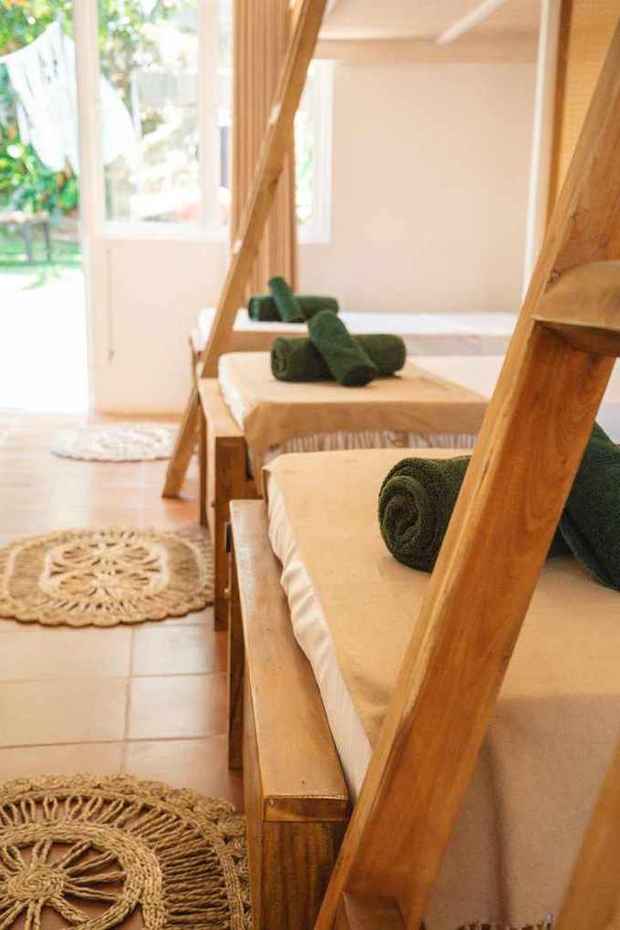Beds made up with towels